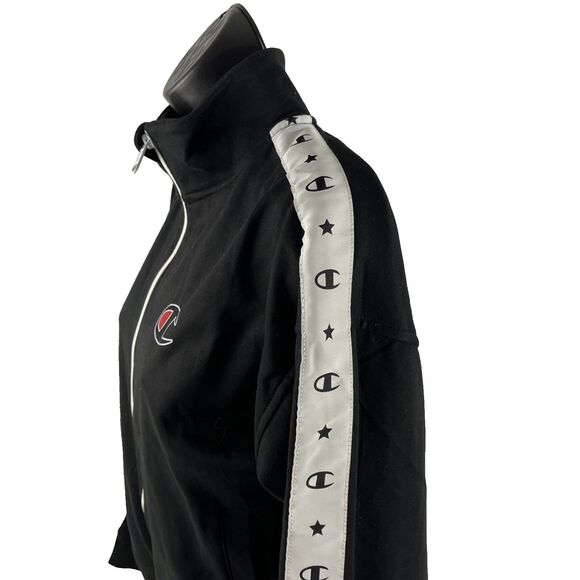 New Women’s Champion Track Jacket Full Zip Sz S NWT Black Logo Trim - Picture 4 of 9
